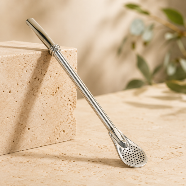 Bombilla Cuchara Ring 18,5cm Silver – filter slamčica za mate čaj